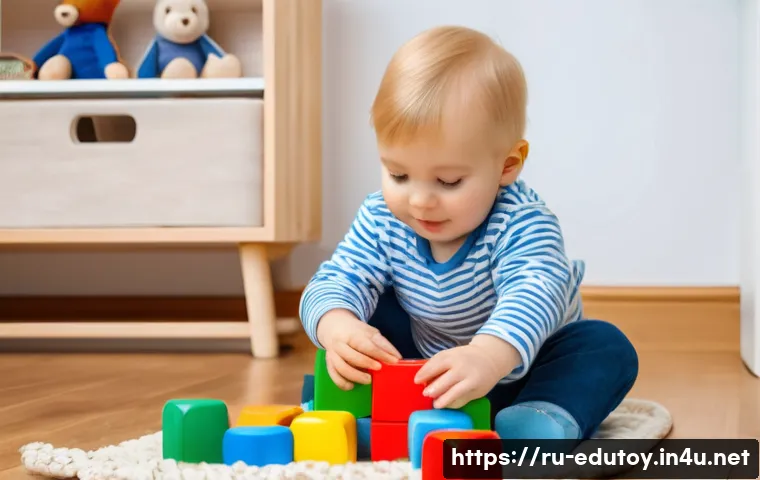 목재 완구와 플라스틱 완구 비교 - A cozy children's playroom in a Russian home, featuring a warm wooden shelf neatly organized with na...